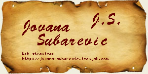 Jovana Šubarević vizit kartica